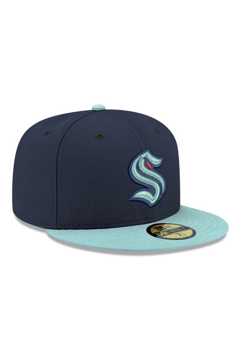 Men's New Era  Navy Seattle Kraken Core Logo Two-Tone 59FIFTY Fitted Hat, Alternate, color, Navy