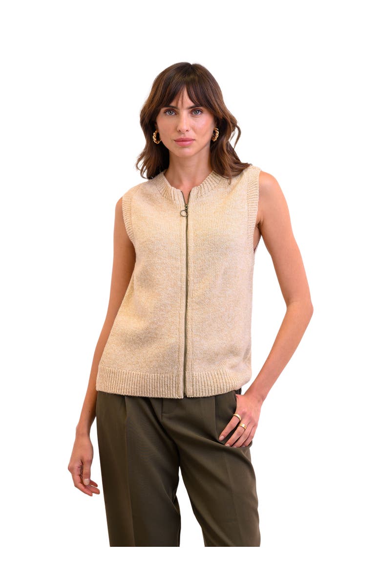 Celtic & Co. Zip Through Sleeveless Cardigan, Main, color, Oatmeal