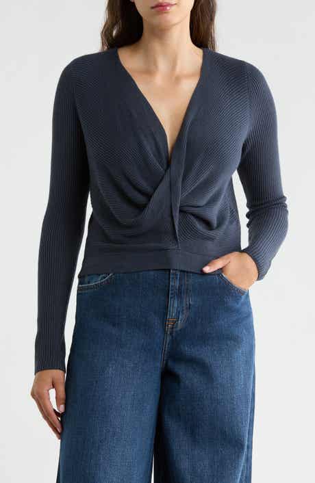 Loop Knit Surplice V-Neck Sweater
