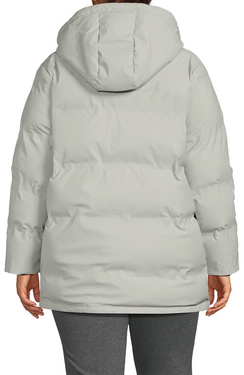 Lands' End Plus Size Squall Insulated Slicker Puffer Jacket In Soft Silver