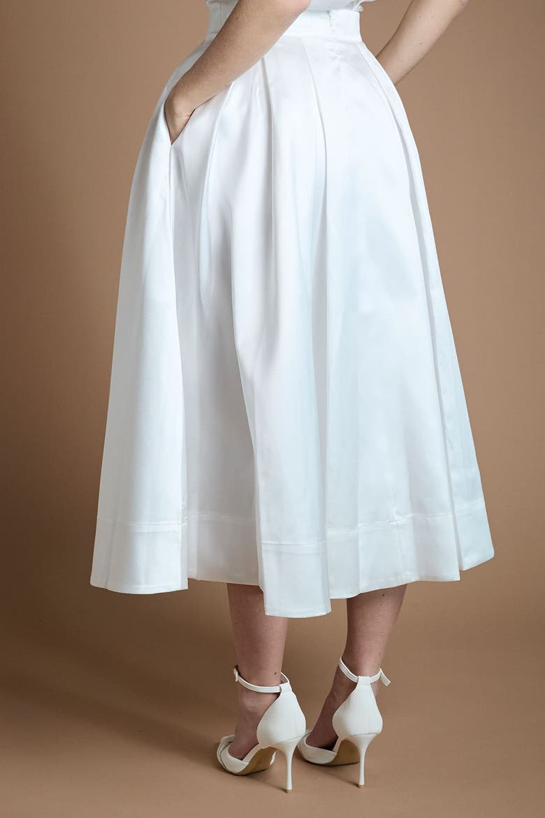 Bridal Pleated Midi Skirt, Alternate, color, Ivory