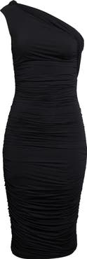 L'AGENCE Cheryl Shirred One-Shoulder Body-Con Midi Dress