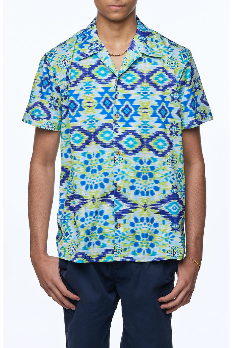 Printed Camp Shirt, Main, color, BLUE