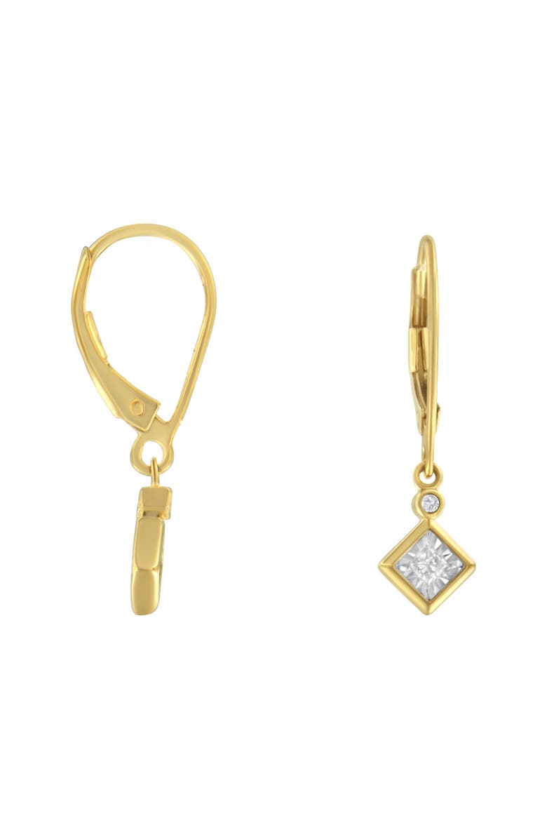 Haus of Brilliance 2 Micron 14K Yellow Gold Plating Diamond Dangle Earrings, Alternate, color, Yellow