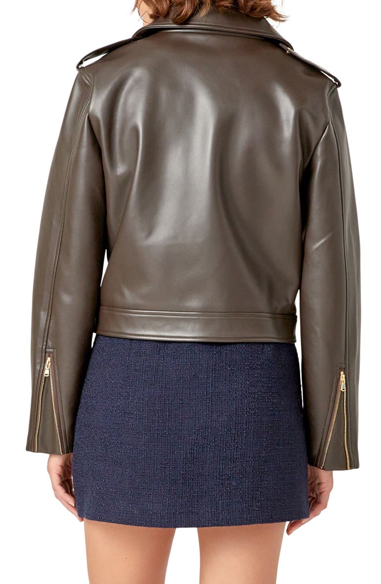 English Factory Faux Leather Biker Jacket, Alternate, color, 