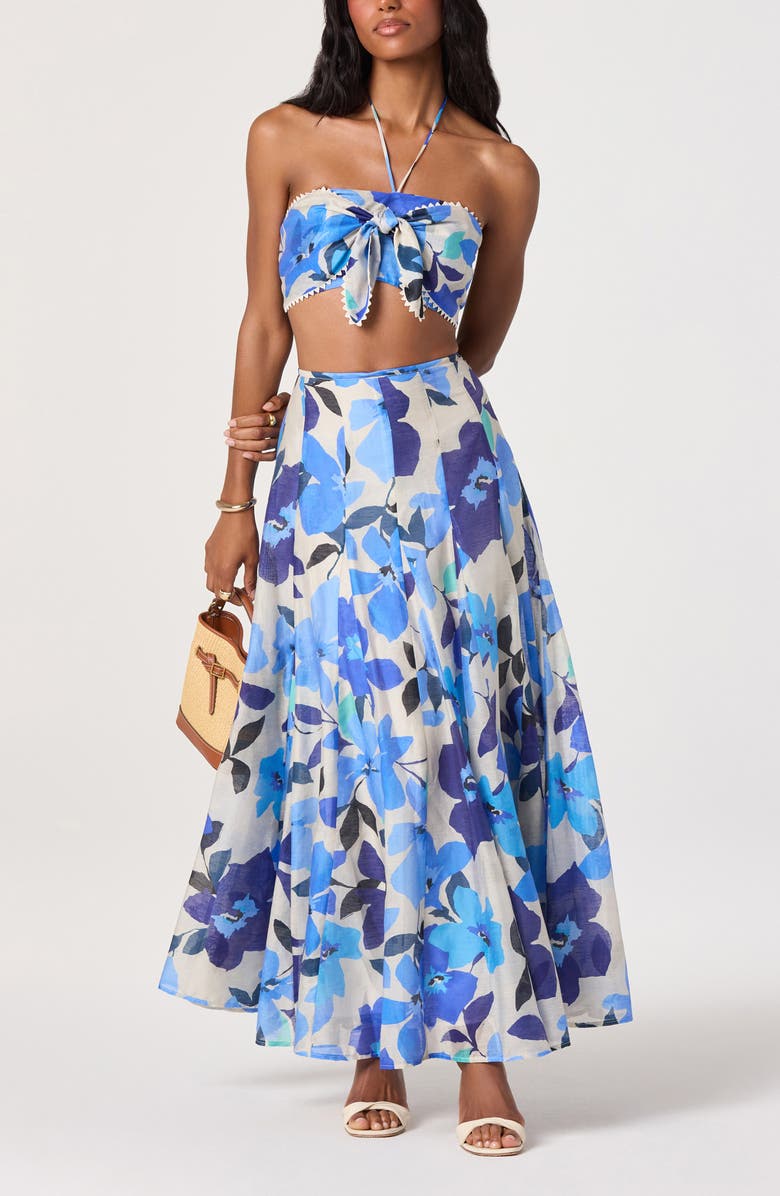 ASTR the Label Kehlani Floral Crop Halter Top, Alternate, color, Blue Floral
