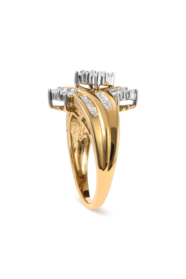 10K Two-Toned 1/2 Cttw Composite Pear Head Diamond Ring, Alternate, color, Yellow