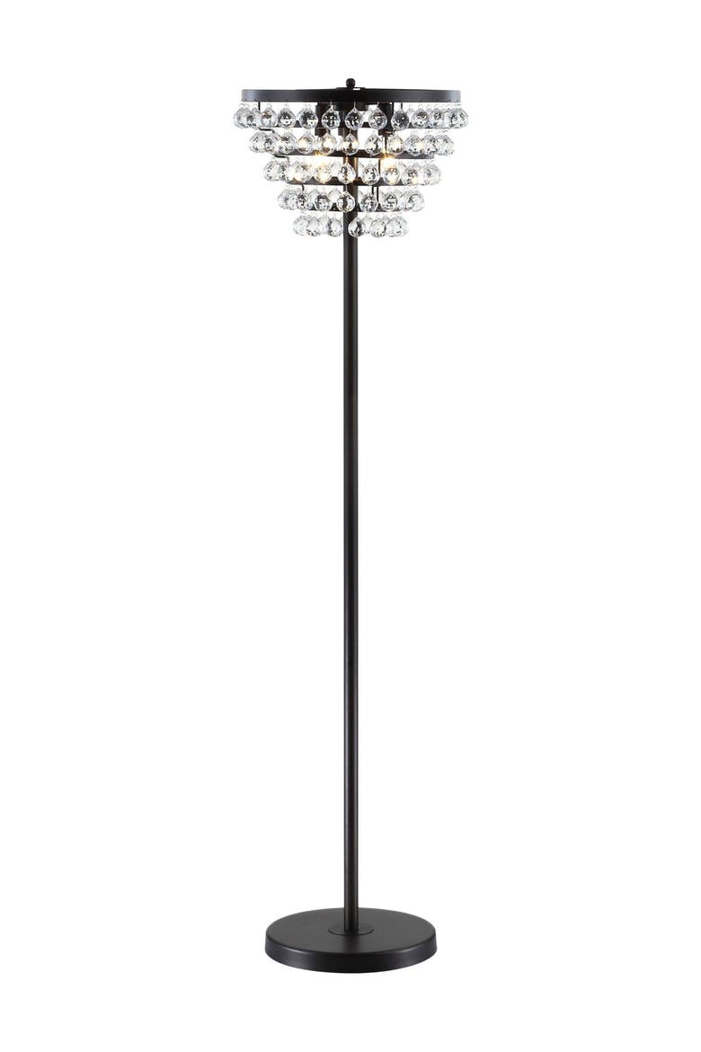 Jemma 60" Crystal/Metal LED Floor Lamp, Main, color, Bronze