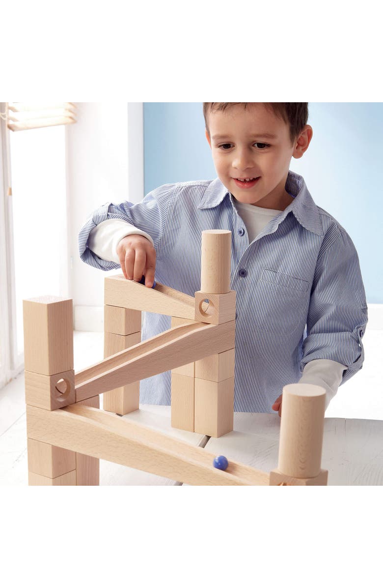 HABA Wooden Marble Run Ball Track Building Set for 3-10 Year Olds, STEM Toy with 44-Piece Wooden Track and Marbles, Montessori Toys for 3-5 Year Olds, Alternate, color, Multi