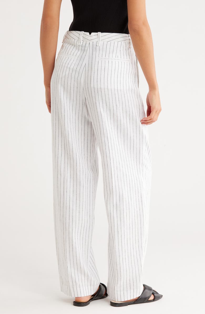 rag & bone Portia Striped Linen Pants, Alternate, color, White Stripe