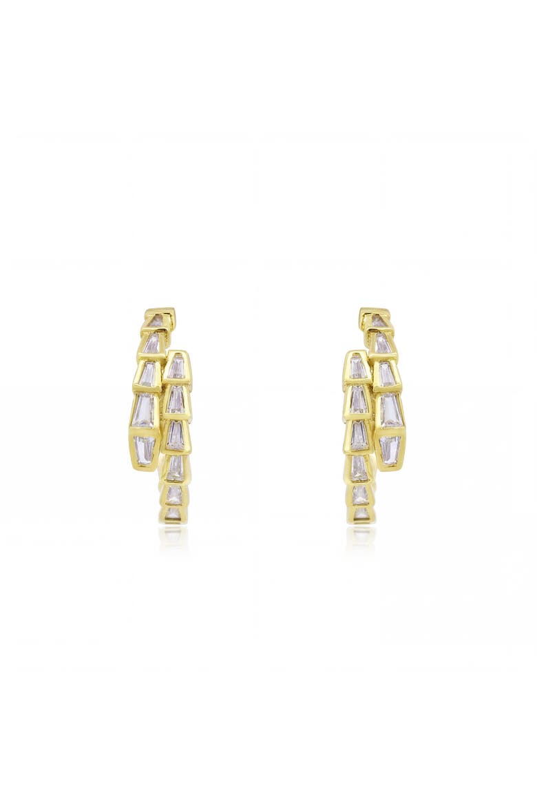 CZ Snake Hoop Earrings, Alternate, color, Gold-Plated Sterling Silver