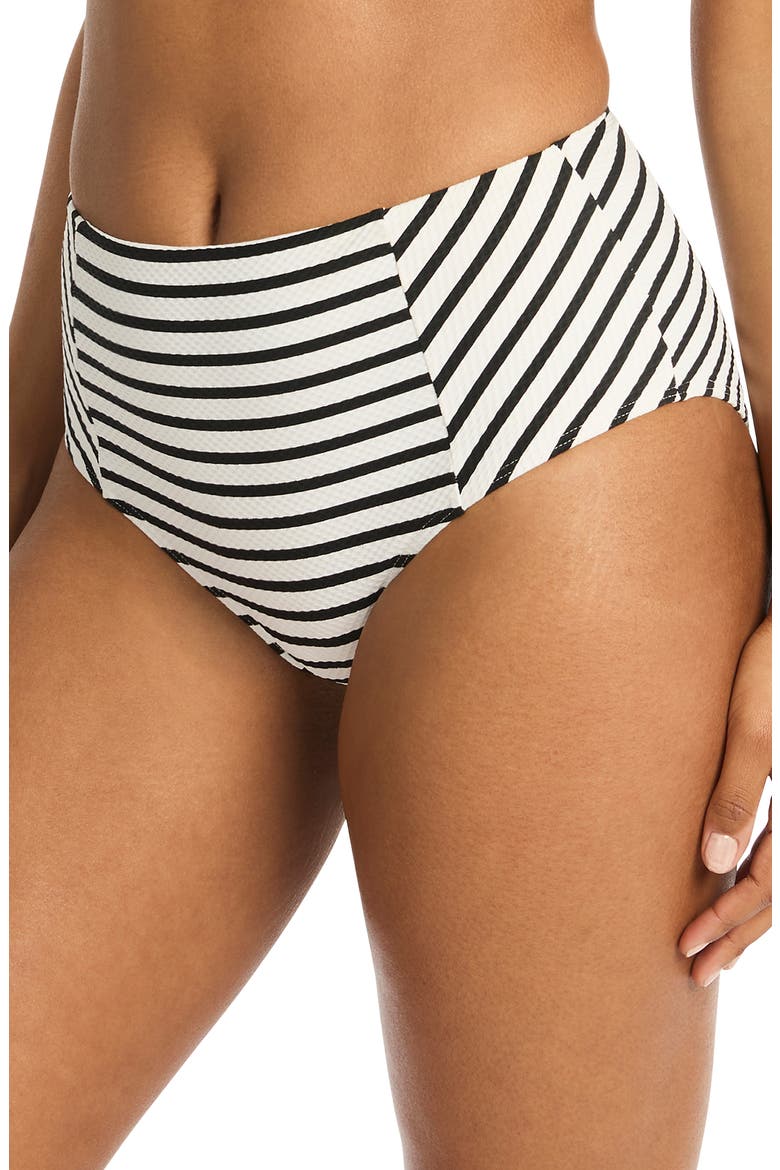 Amalfi Panelled High Waist Bikini Bottoms, Main, color, BLACK