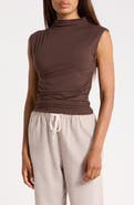 NORDSTROM RACK Sleeveless Ruched Mock Neck Top