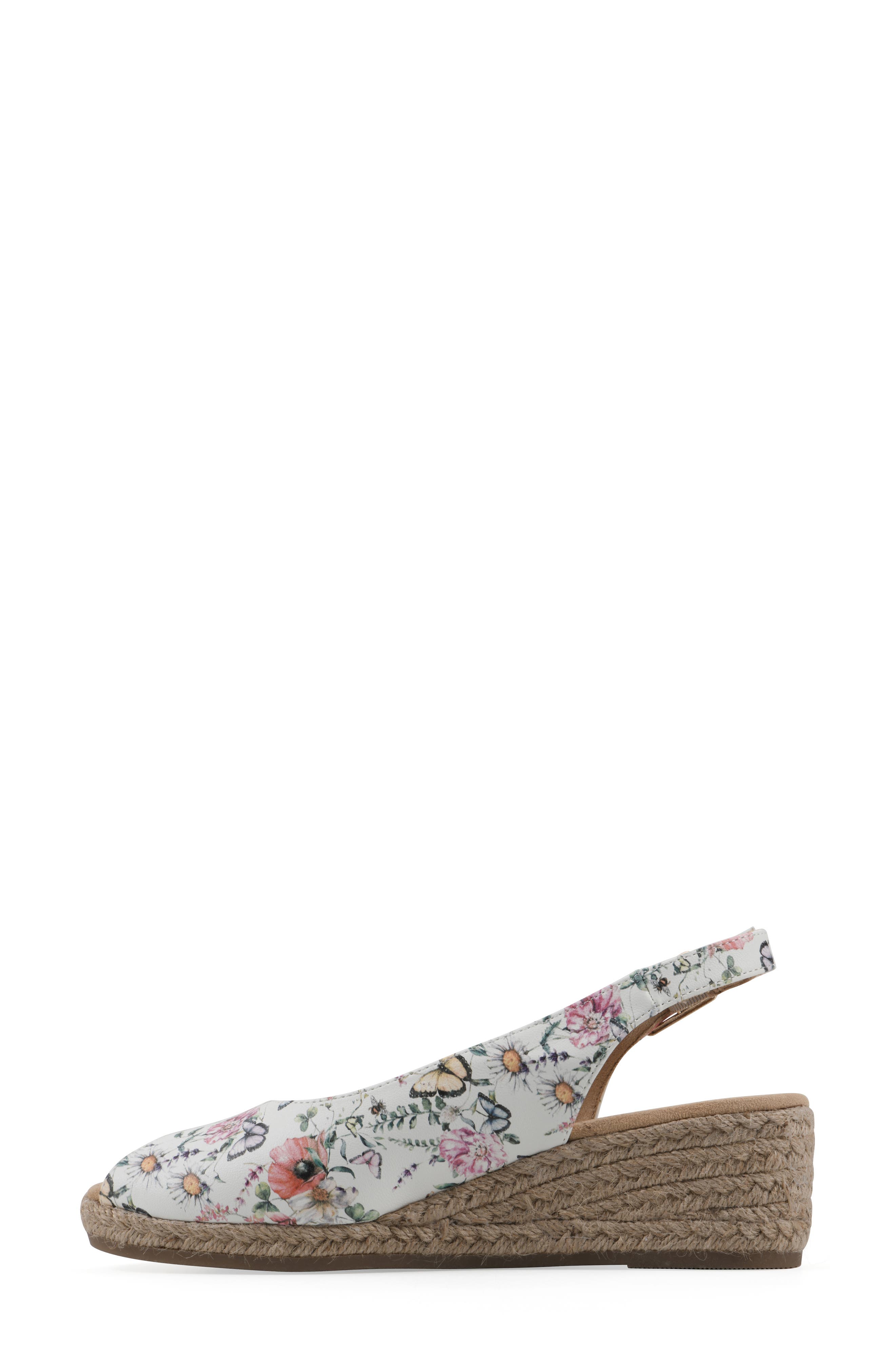 Maize Slingback Wedge Sandal, Alternate, color, WHITE/ BUTTERFLY/ MULTI