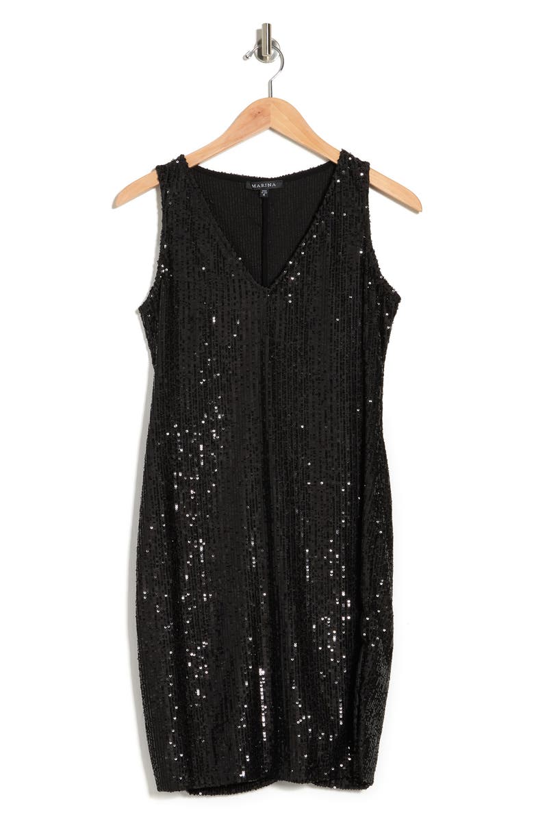 Marina V-Neck Sequin Slip Dress, Alternate, color, 