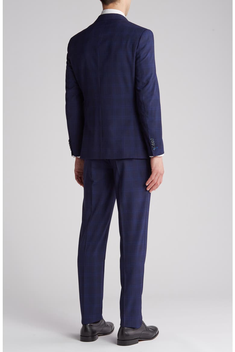 Plaid Trim Fit Wool Blend Two-Piece Suit, Alternate, color, BLUE