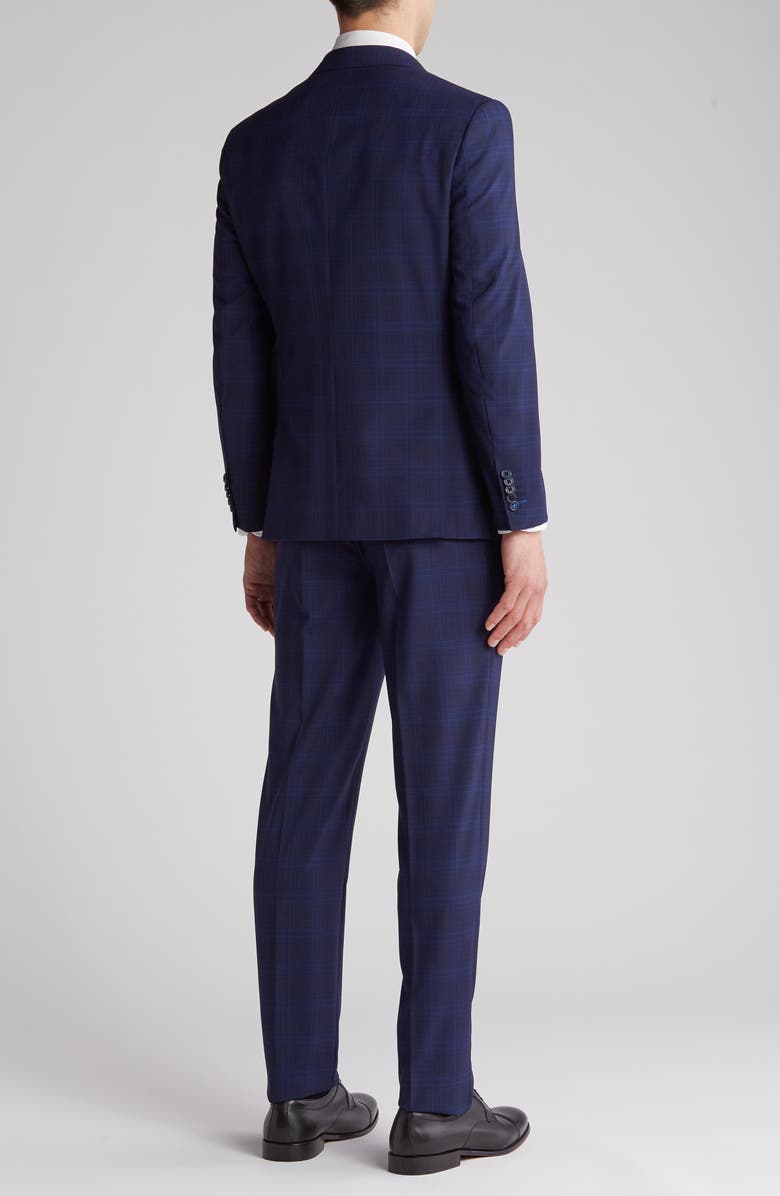 English Laundry Plaid Trim Fit Wool Blend Two-Piece Suit, Alternate, color, Blue