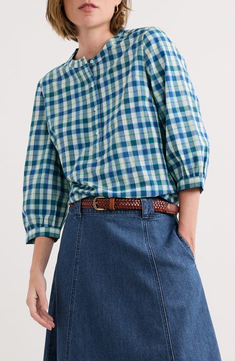 Rose Garden Check Organic Cotton Popover Shirt