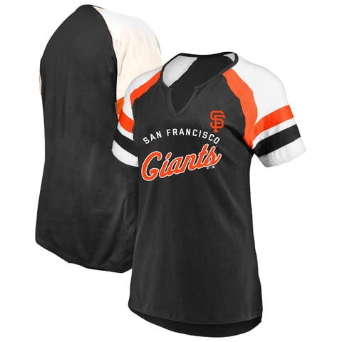 Women's Profile  Black San Francisco Giants Arched Notch Neck T-Shirt