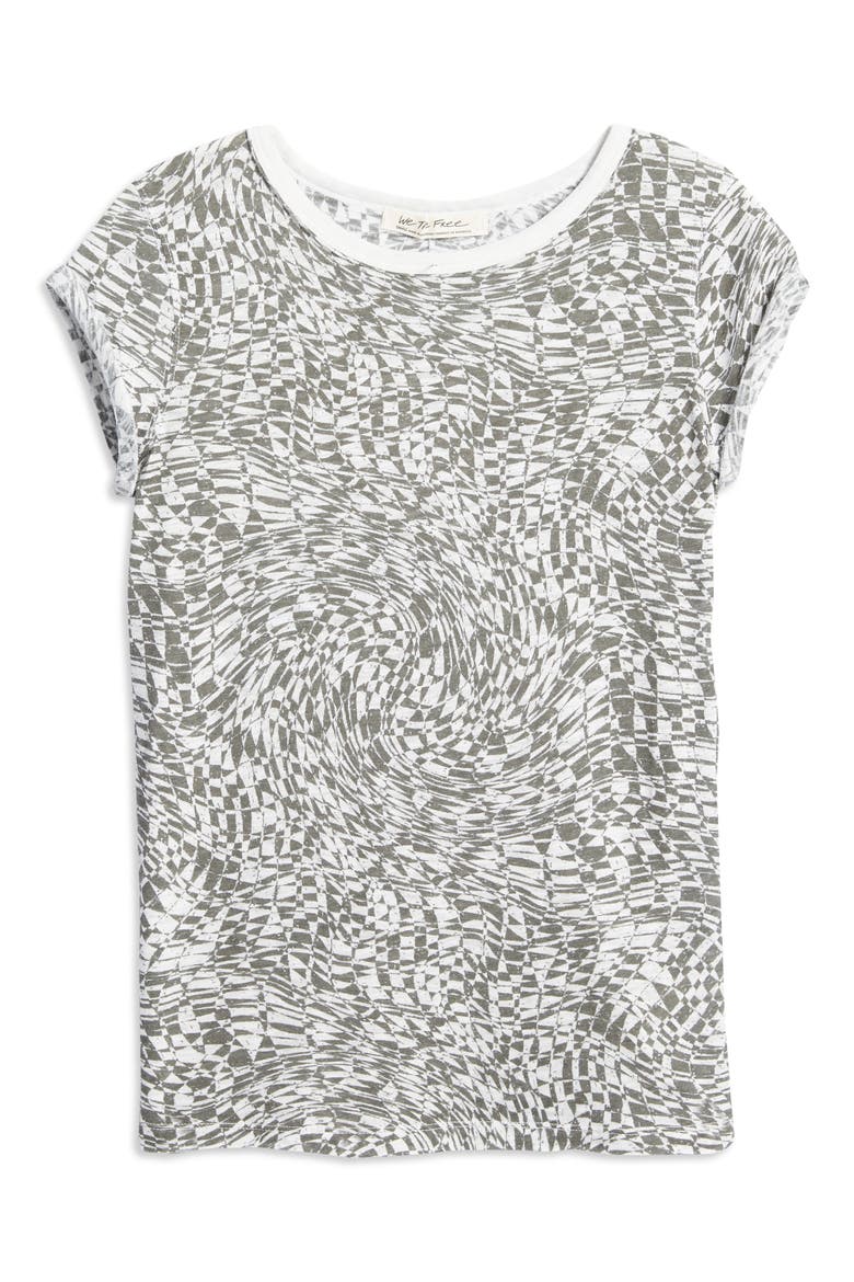 Print Clare Tee, Alternate, color, BROWN IVORY GEO