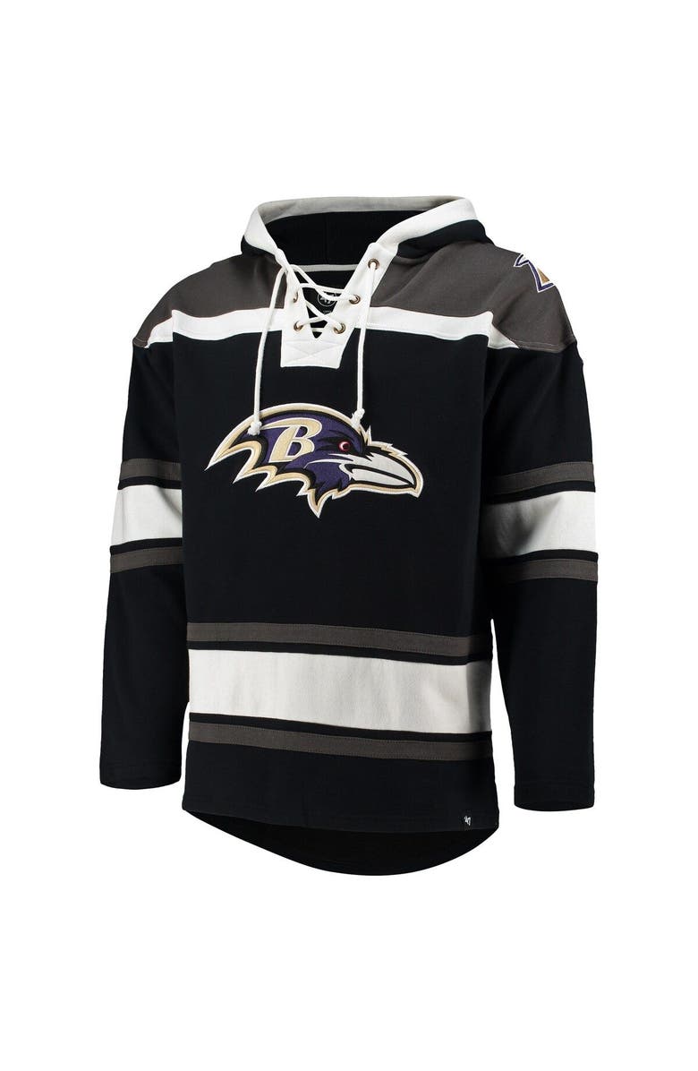 '47 Men's '47 Black Baltimore Ravens Lacer V-Neck Pullover Hoodie, Alternate, color, 