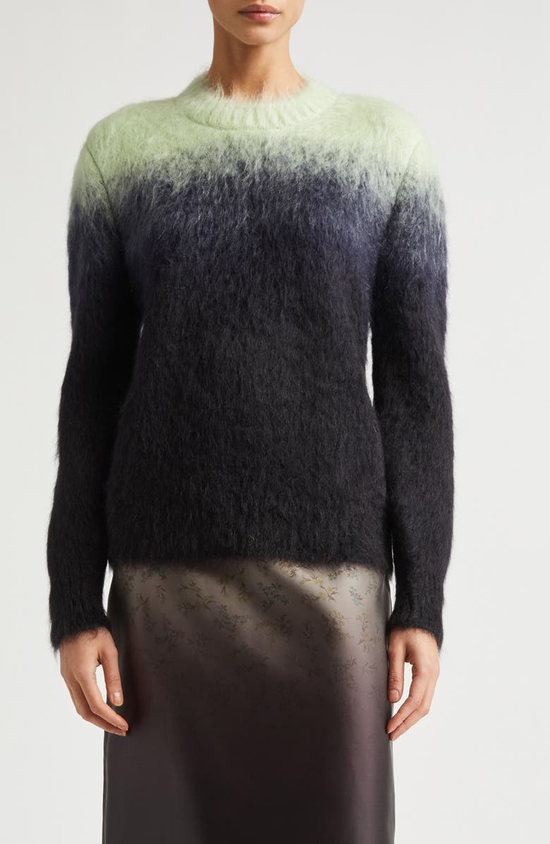 Jil Sander Brushed Mohair Blend Jacquard Crewneck Sweater, Main, color, After Eight