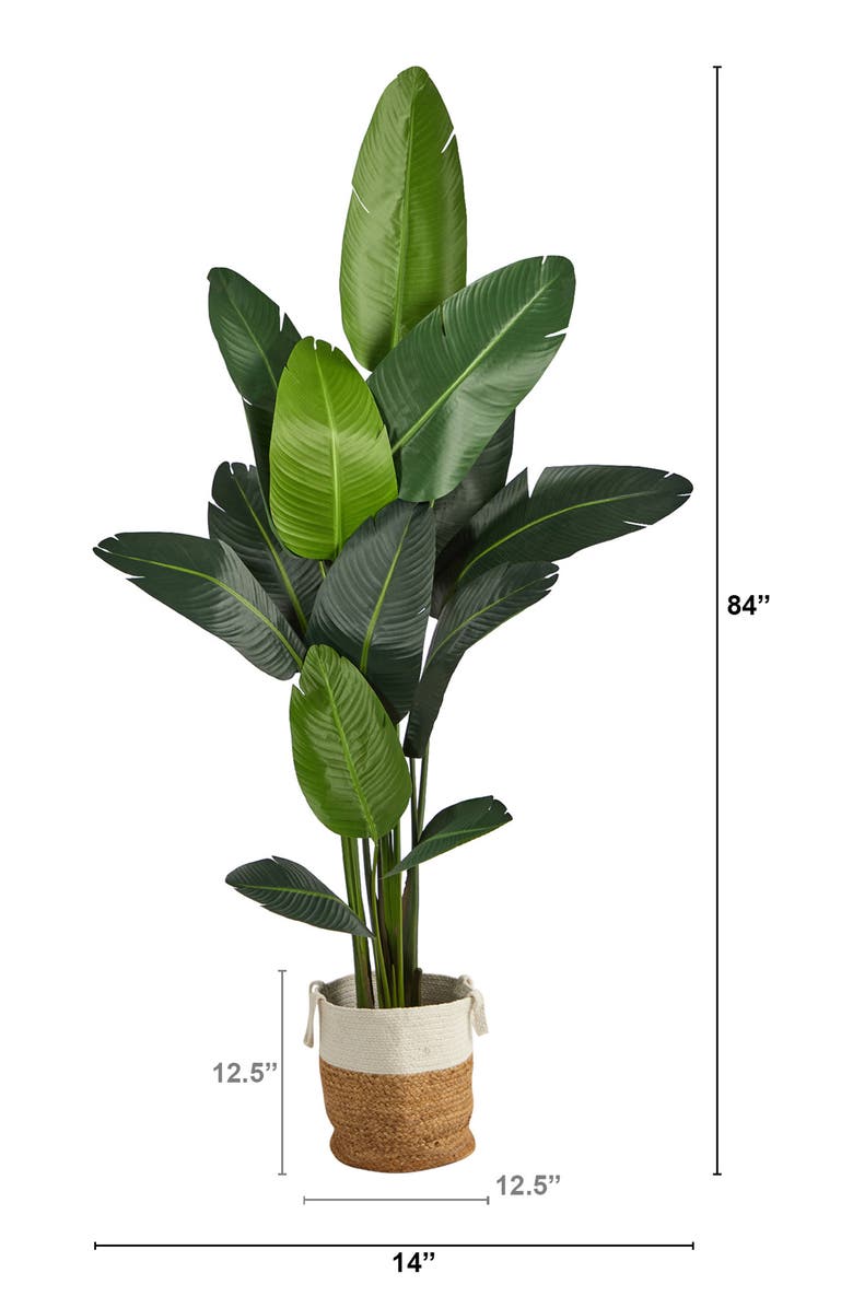 NEARLY NATURAL 7 ft. Travelers Palm Tree Artificial Plant in Woven Basket, Alternate, color,