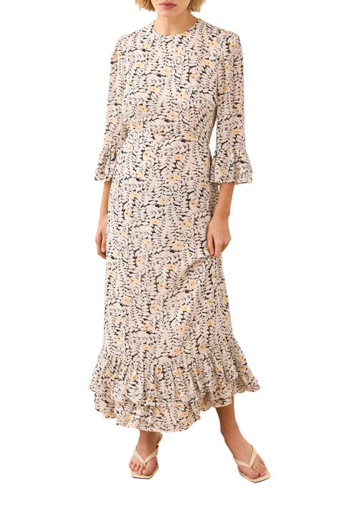 Floral Print Ruffle Midi Dress