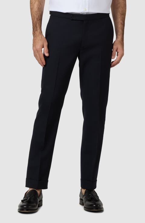 Ghost Flat Front Navy Wool Dress Pants (Regular & Big)
