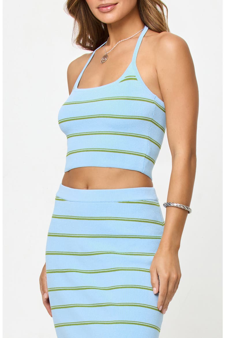Positano Stripe Halter Rib Crop Cover-Up Top, Alternate, color, BARBADOS STRIPE
