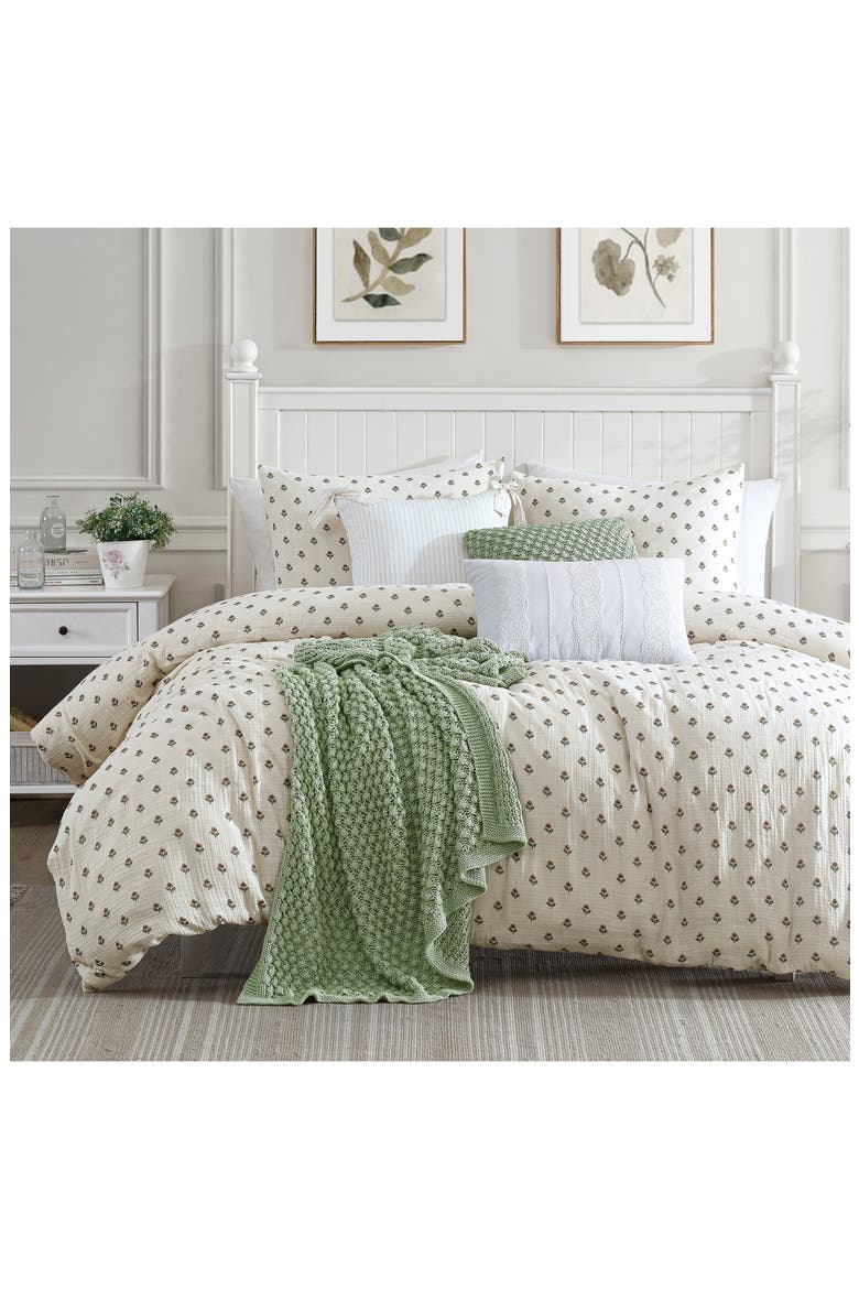 Block Print Gauze Comforter & Shams Set, Alternate, color, IVORY MULTI