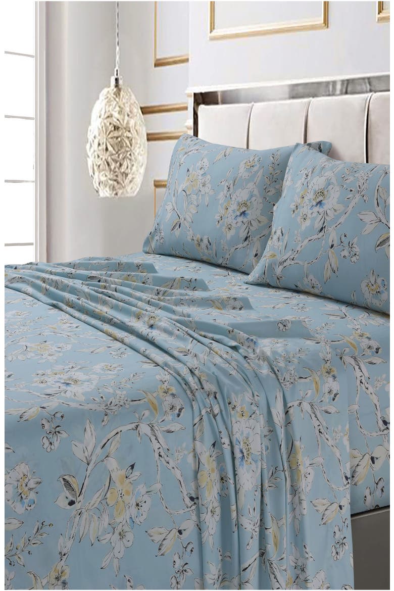 Colmar 300 Thread Count Cotton Sateen Sheet Set, Alternate, color, SKY BLUE