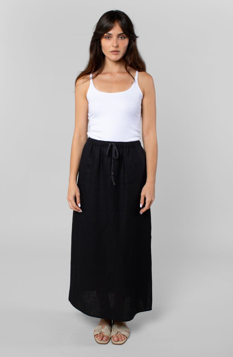LEISURE LAB Linen Resort Skirt, Alternate, color, Black