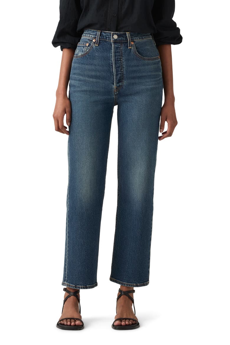 Ribcage High Waist Ankle Straight Leg Jeans, Alternate, color, ANALYZE THIS LTW