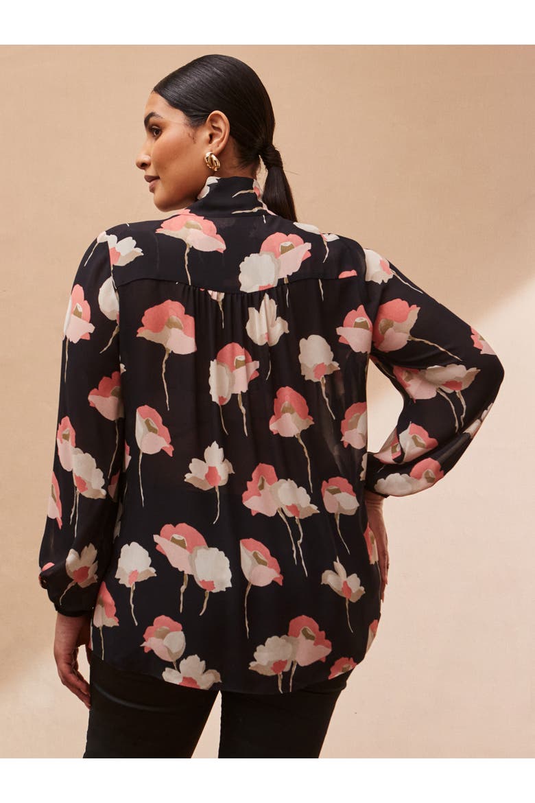 Floral Print High Neck Blouse, Alternate, color, Black