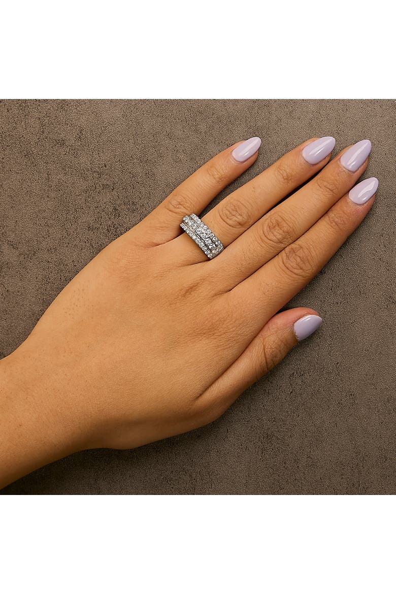 .925 Sterling Silver 2.0 ctw Lab Grown Diamond 3 Row Band Ring (F-G Color, VS1-VS2 Clarity, Alternate, color, Silver