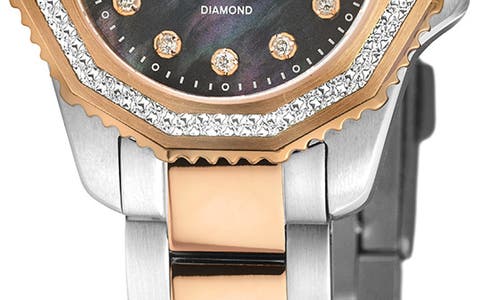 Gv2 Cortina Mother-of-pearl Diamond Two-tone Bracelet Watch, 30mm In Gold