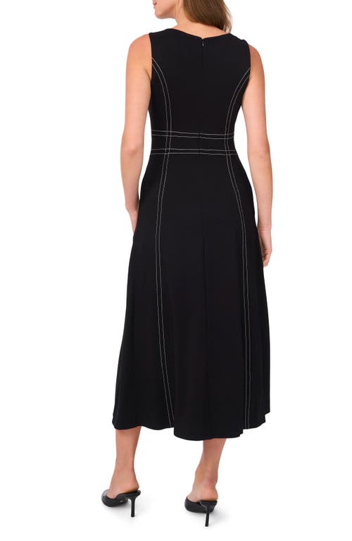 Halogenr Halogen(r) Contrast Topstitch Sleeveless Midi Dress In Rich Black