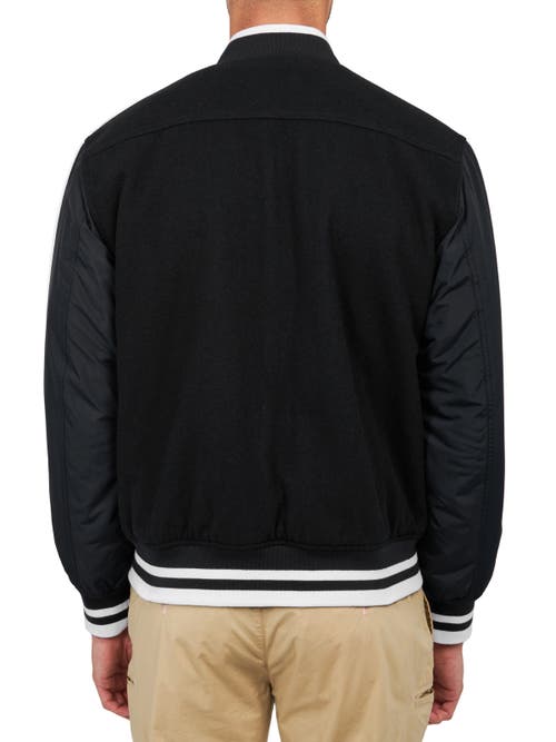 Construct Solid Varsity Jacket In Black