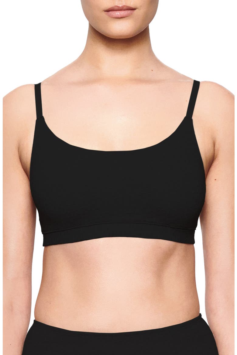Stretch Cotton Jersey Scoop Bralette, Main, color, SOOT