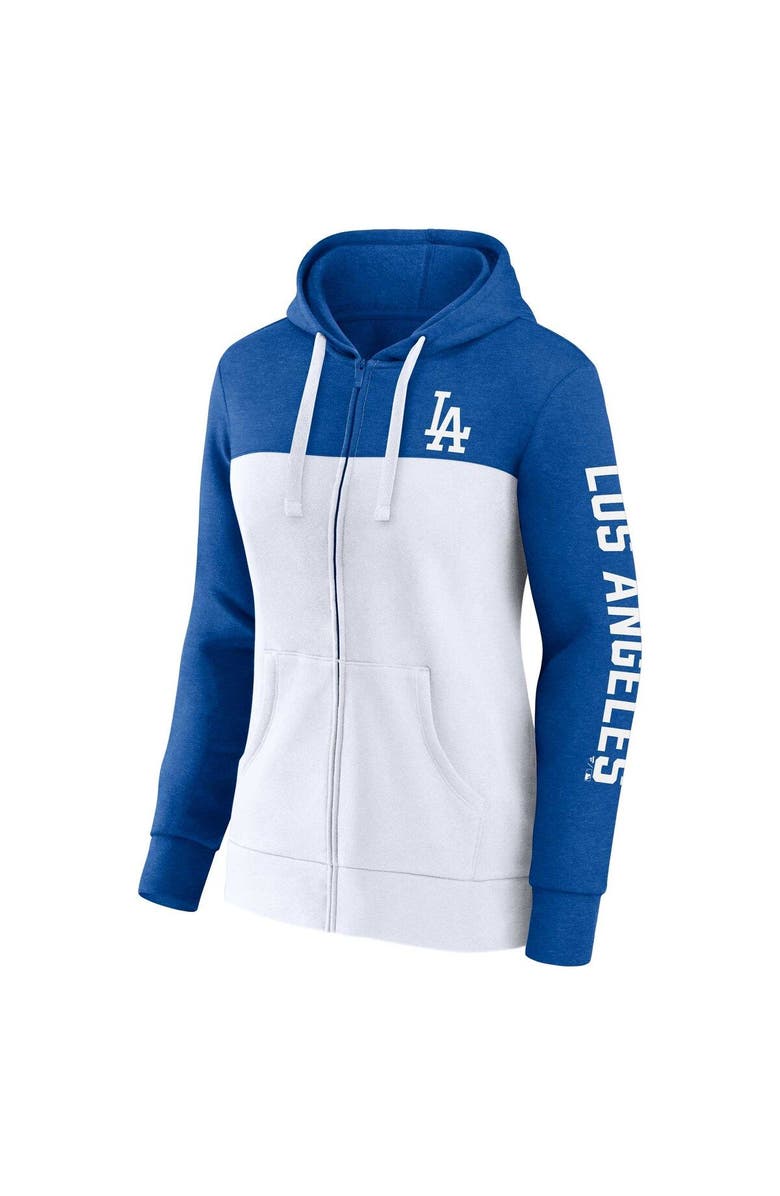 FANATICS Women's Fanatics Branded Heather Royal/White Los Angeles Dodgers City Ties Hoodie Full-Zip Sweatshirt, Alternate, color,