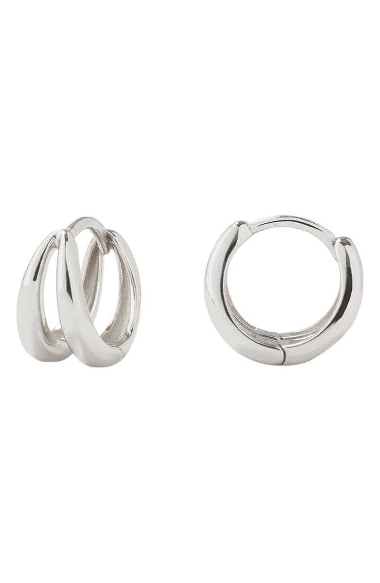 MADE BY MARY Split Huggie Hoop Earrings, Main, color, Silver