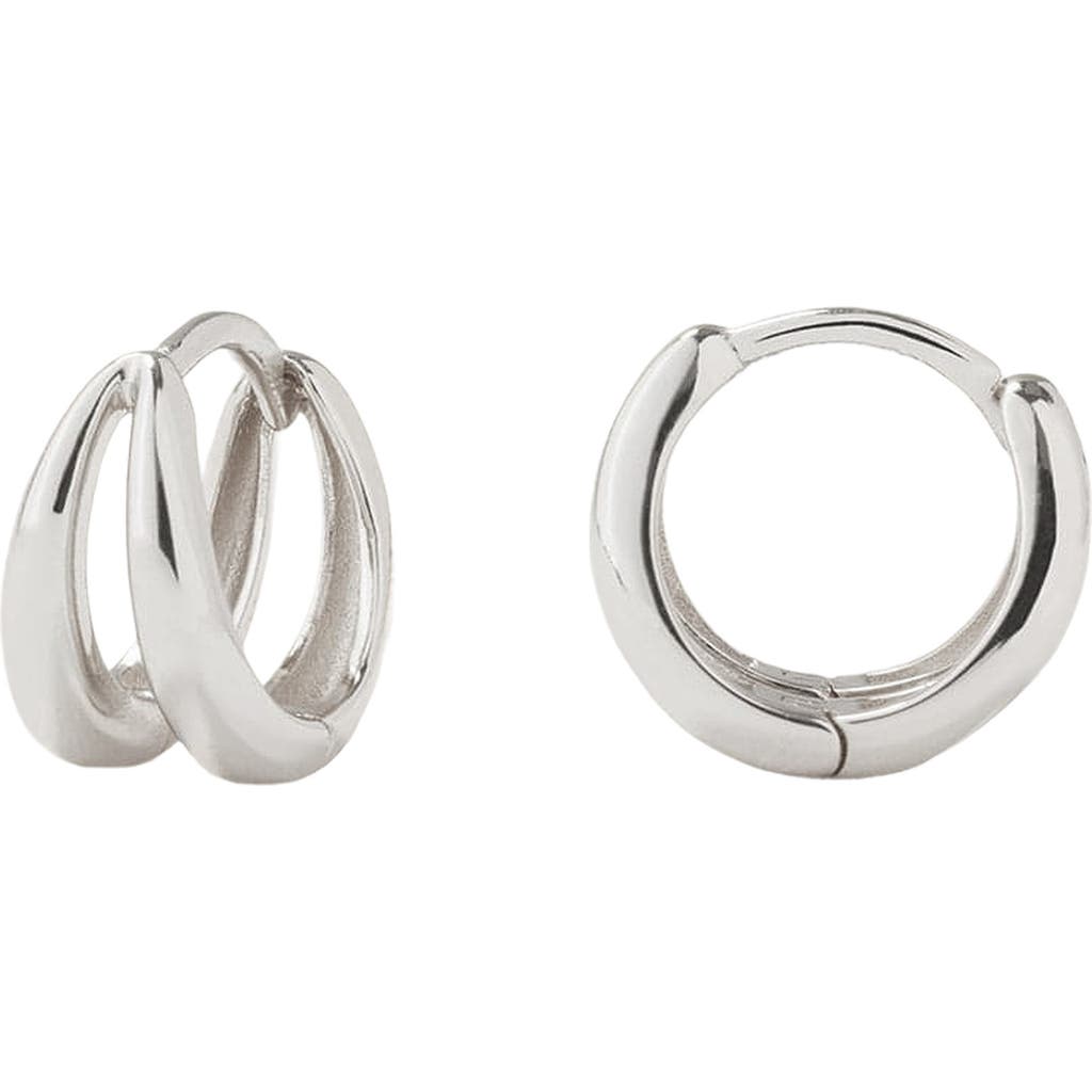 Made By Mary Split Huggie Hoop Earrings In Metallic
