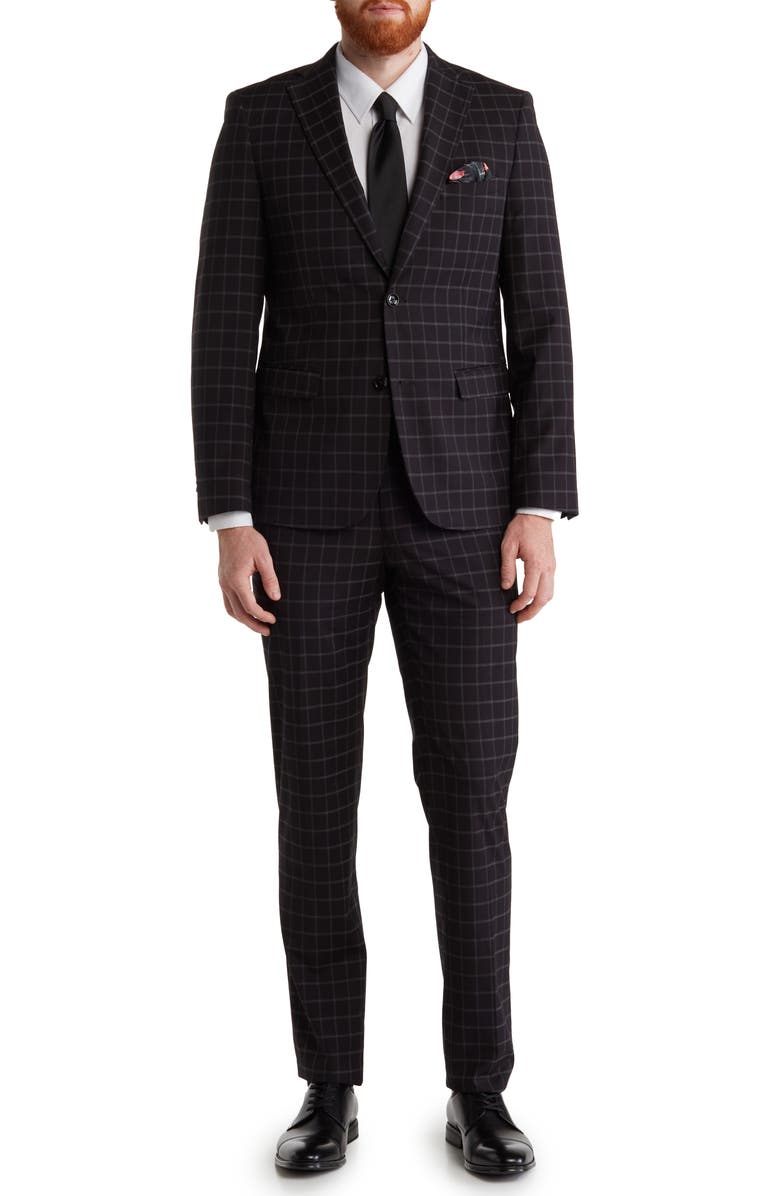 SOUL OF LONDON Two-Piece Check Two-Button Stretch Woven Suit, Main, color, 