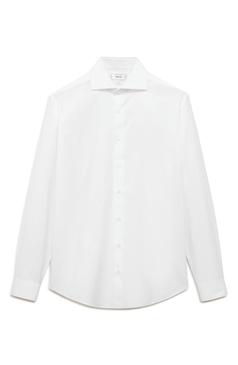 MANGO Slim Fit Cotton Poplin Button-Up Shirt, Alternate, color, White