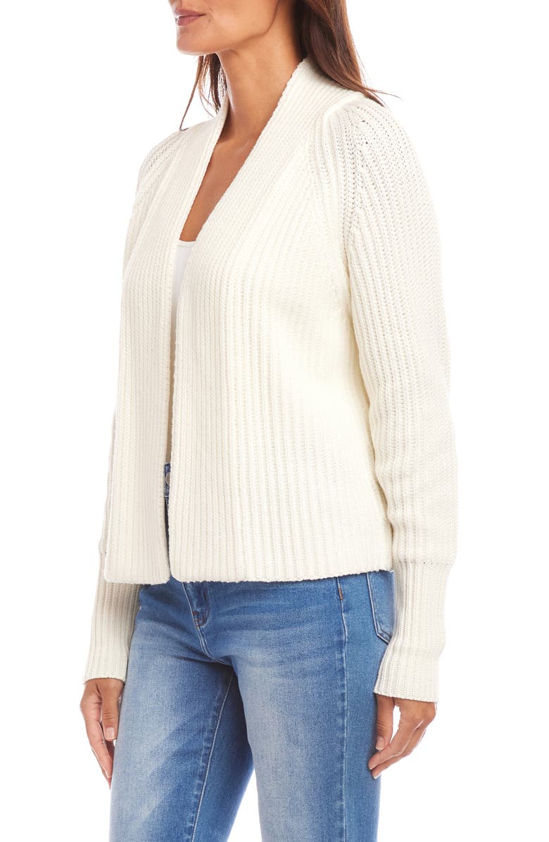 Karen Kane Rib Crop Cardigan, Alternate, color, Off White