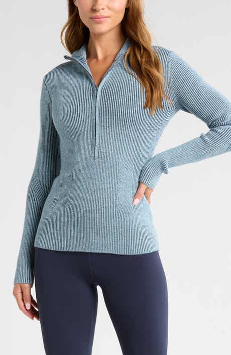 Zella Après Ski Half Zip Rib Sweater