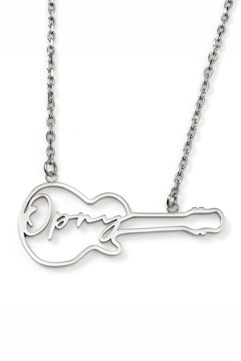 Grand Ole Opry Guitar Pendant Necklace, Main, color, SILVER