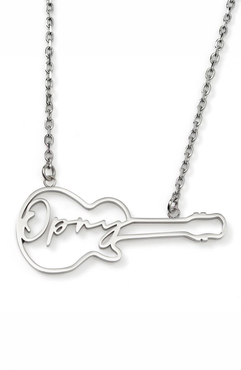 Cufflinks, Inc. Grand Ole Opry Guitar Pendant Necklace, Main, color, Silver