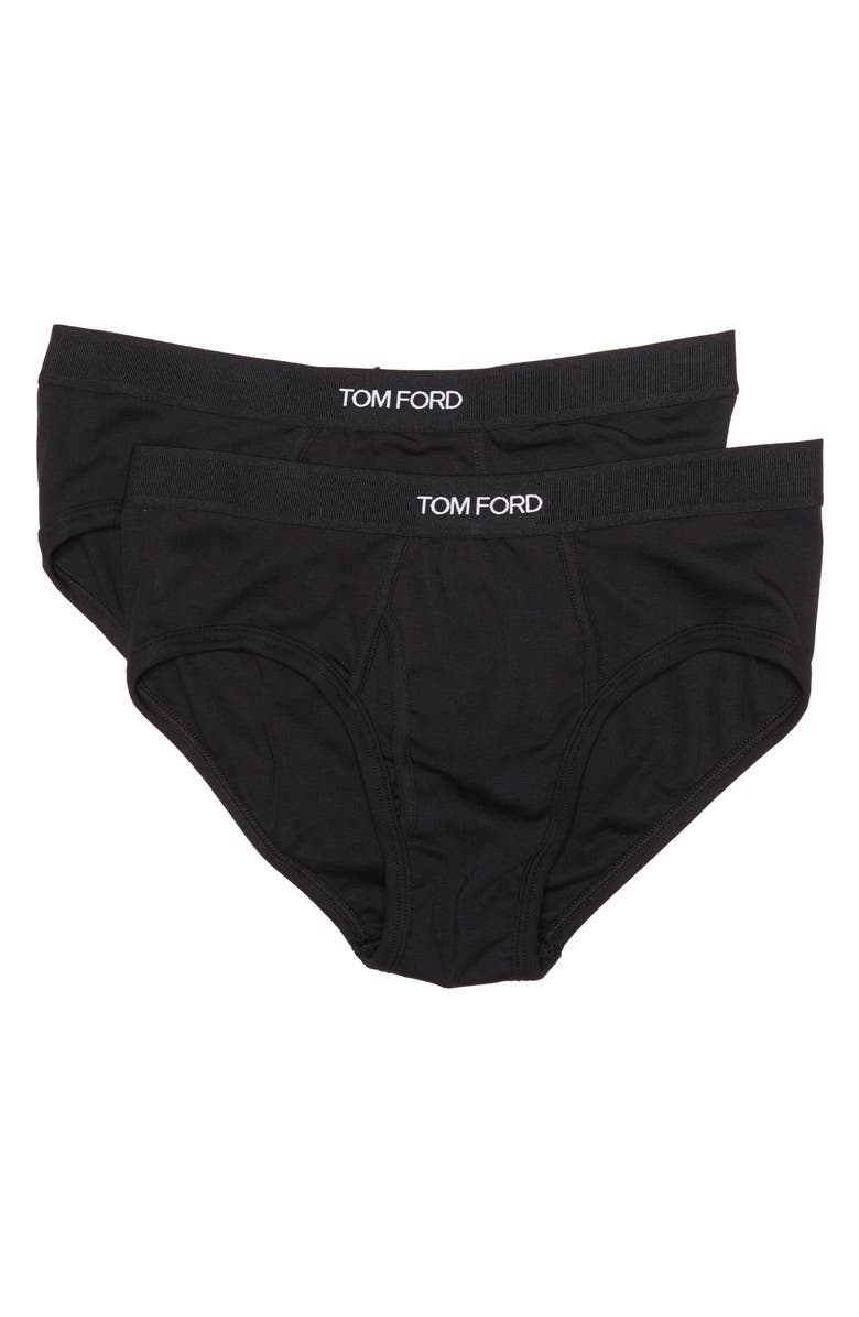 TOM FORD 2-Pack Cotton Stretch Jersey Briefs, Main, color, Black